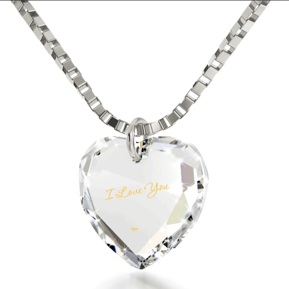 Nano Jewelry - Nano heart necklace 24k gold i love silver chain